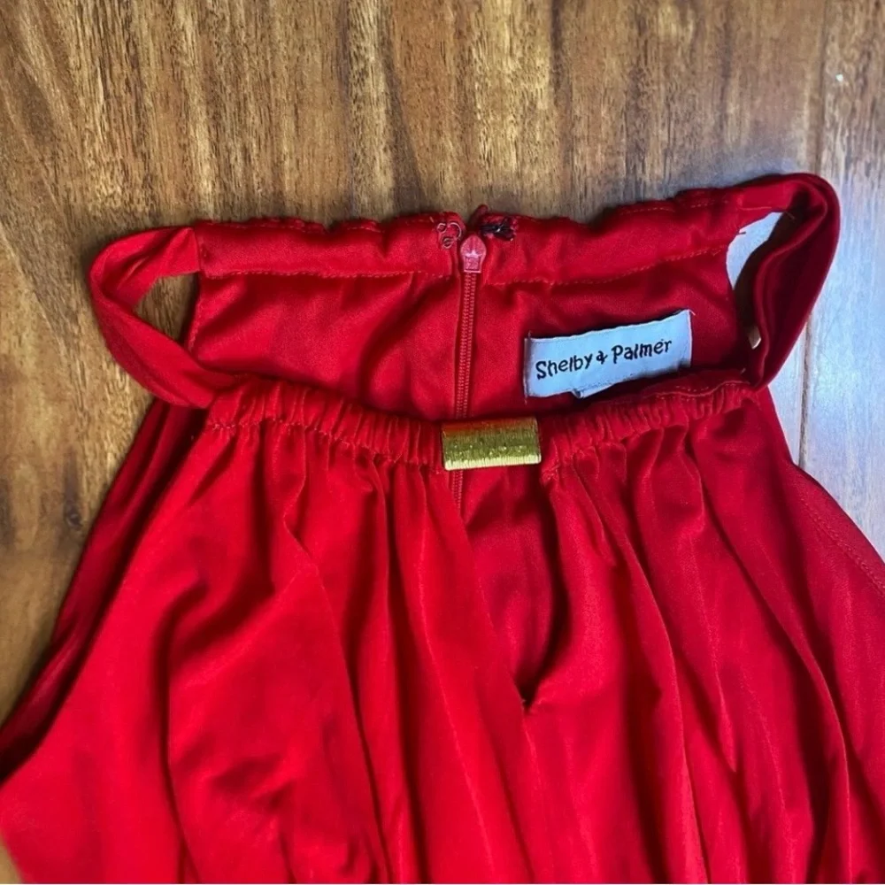 Shelby & Palmer Women's Red Halter Jersey Wide Leg Pant Jumpsuit Size Small Glam - Picture 7 of 14